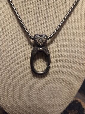 Sterling Silver Heart Clasp Pendant Necklace - Silver